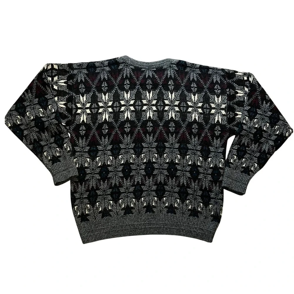 Vintage 90s Jantzen Mens Large Geometric Knit Sweater Made in USA Grandpacore